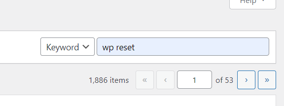 Reset wordpress website - Search Plugin